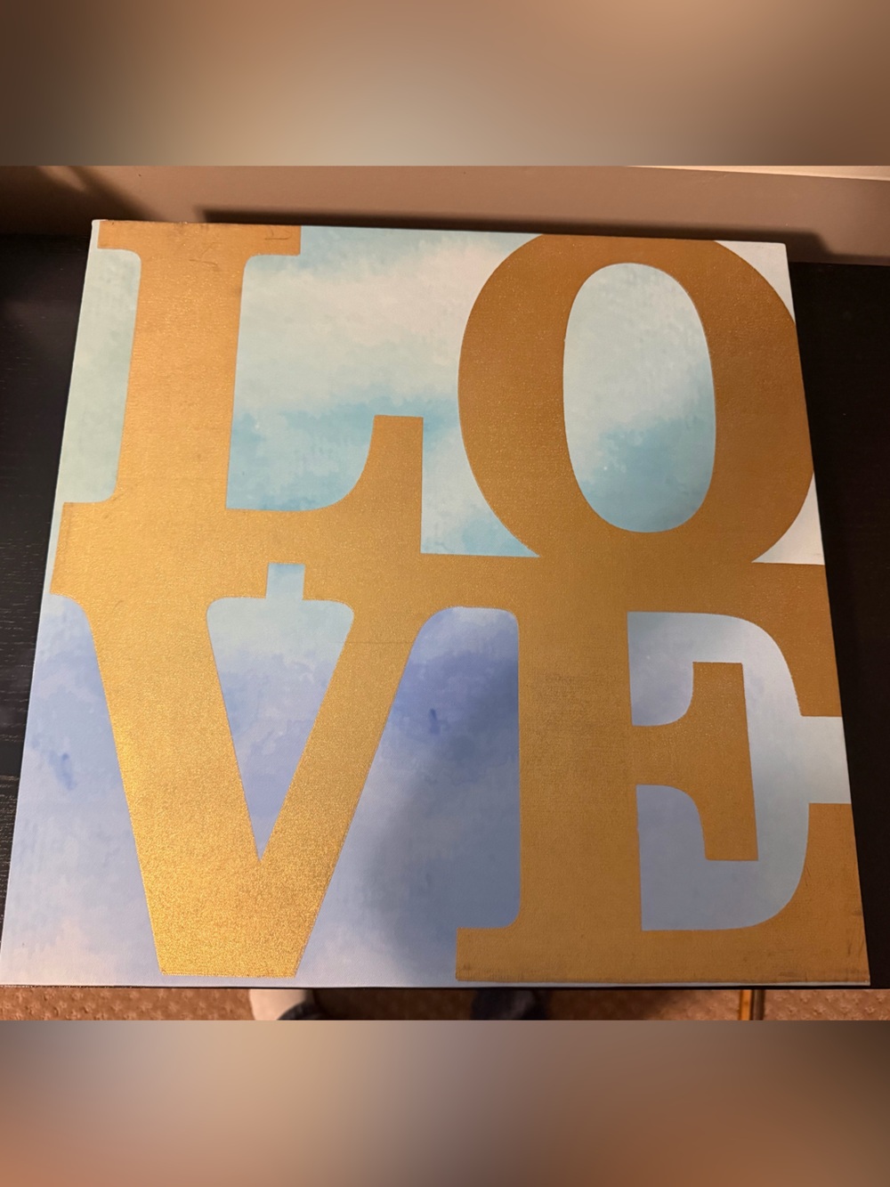Gold & Blue 'LOVE' Wall Art Canvas